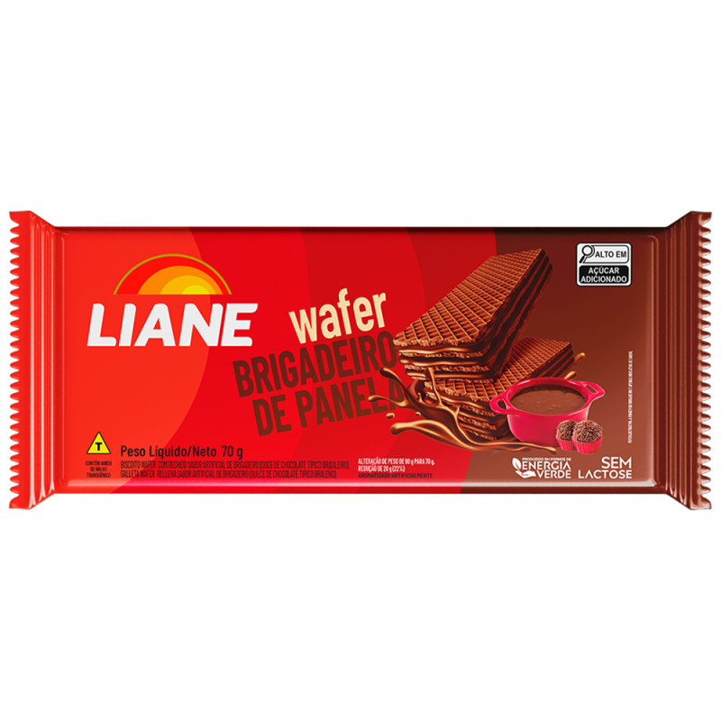 BISCOITO WAFER LIANE 70GR BRIGADEIRO DE PANELA - CX COM 40 UN