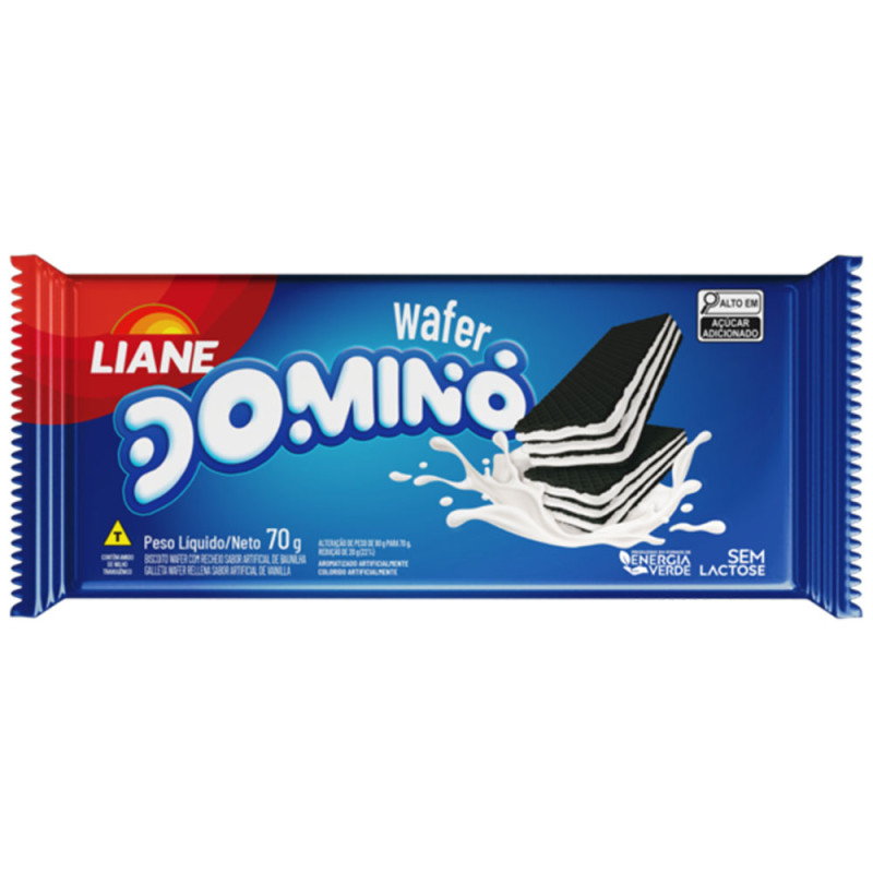 BISCOITO WAFER LIANE 70GR DOMINÓ - CX COM 40 UN