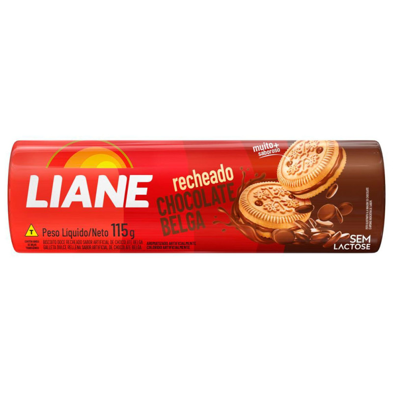 BISCOITO RECHEADO LIANE 115GR CHOCOLATE BELGA - CX COM 30 UN