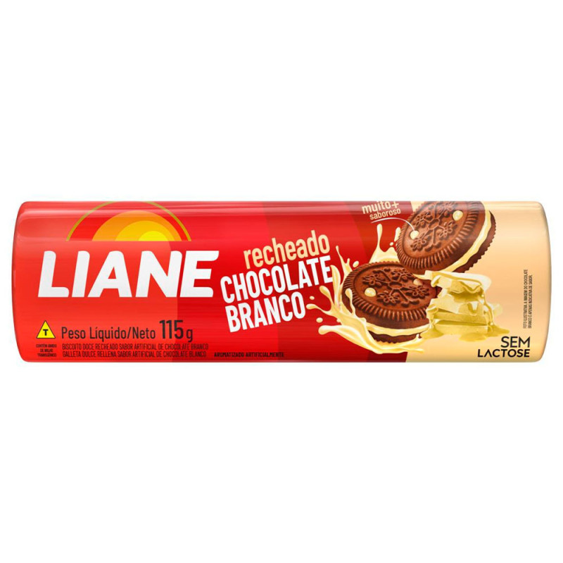 BISCOITO RECHEADO LIANE 115GR CHOCOLATE BRANCO - CX COM 30 UN