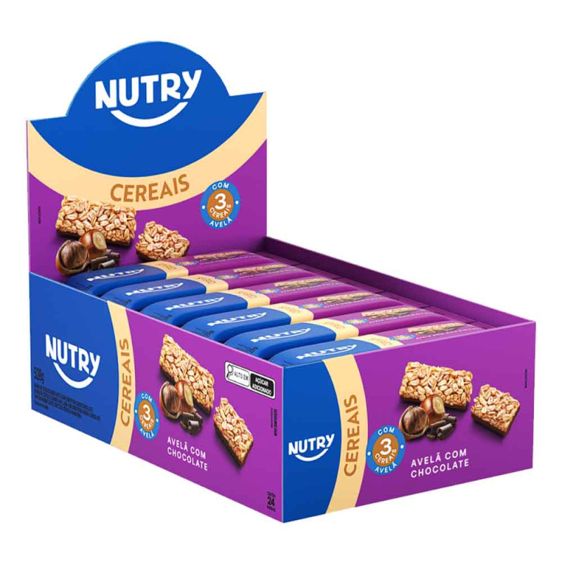BARRA DE CEREAL  NUTRY 22GR AVELÃ COM CHOCOLATE - DP COM 24 UN