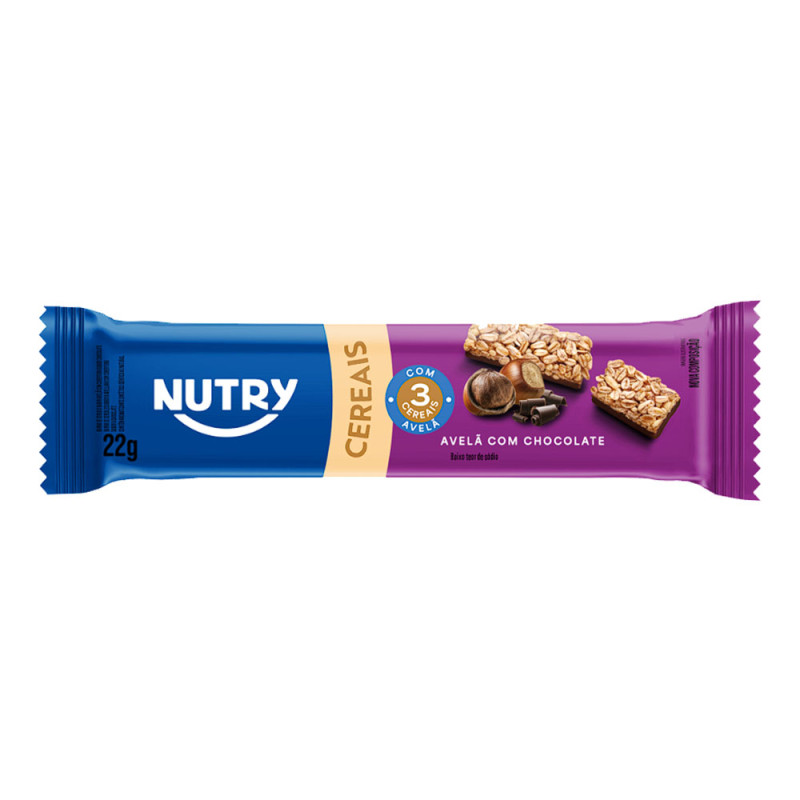 BARRA DE CEREAL  NUTRY 22GR AVELÃ COM CHOCOLATE - DP COM 24 UN