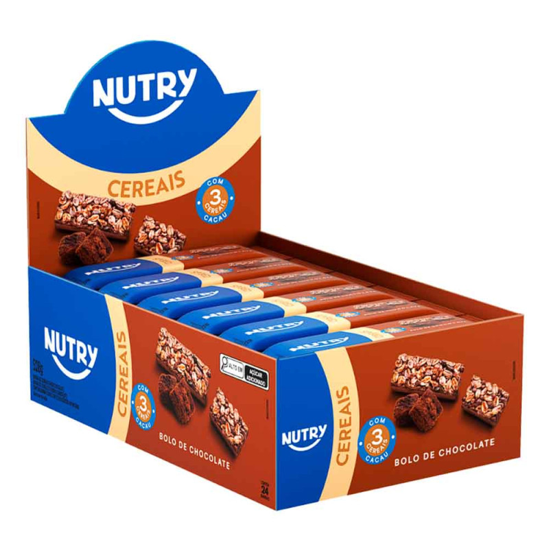 BARRA DE CEREAL NUTRY 22GR BOLO DE CHOCOLATE - DP COM 24 UN
