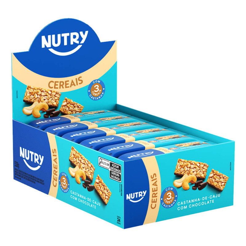 BARRA DE CEREAL NUTRY 22GR CASTANHA-DE-CAJU COM CHOCOLATE - DP COM 24 UN