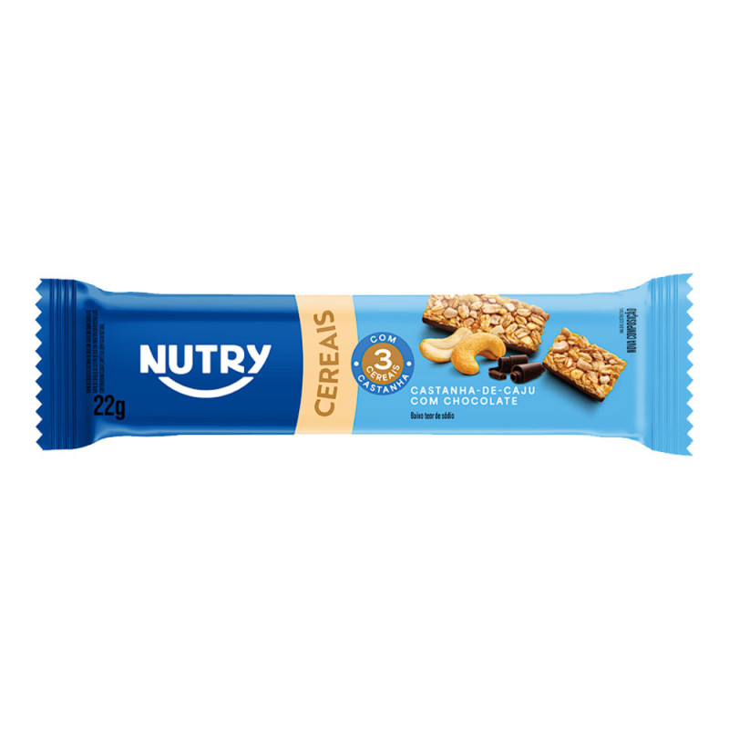 BARRA DE CEREAL NUTRY 22GR CASTANHA-DE-CAJU COM CHOCOLATE - DP COM 24 UN