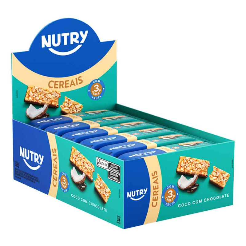 BARRA DE CEREAL NUTRY 22GR COCO COM CHOCOLATE - DP COM 24 UN