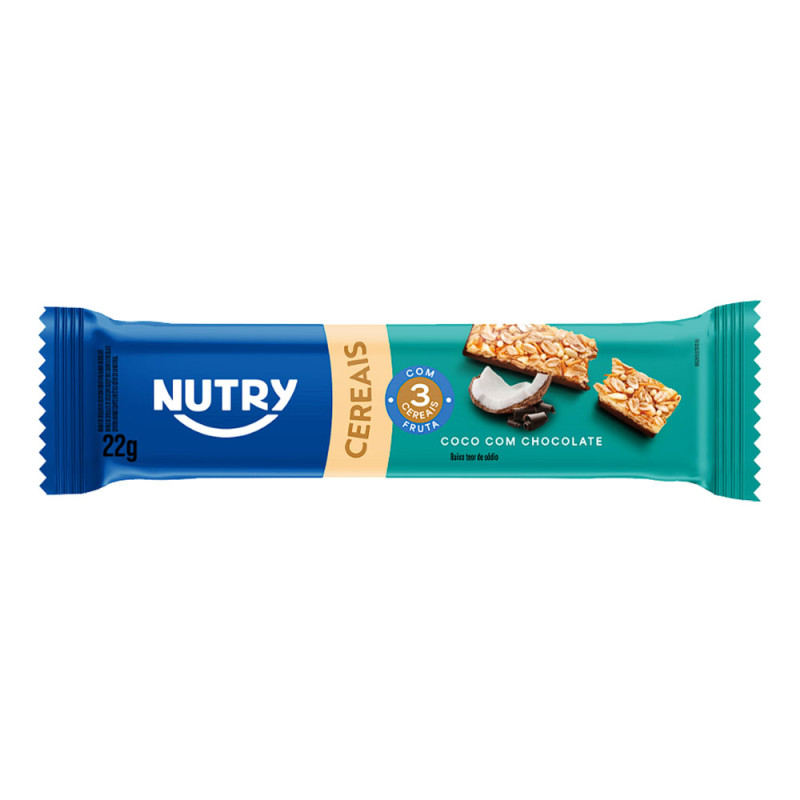 BARRA DE CEREAL NUTRY 22GR COCO COM CHOCOLATE - DP COM 24 UN