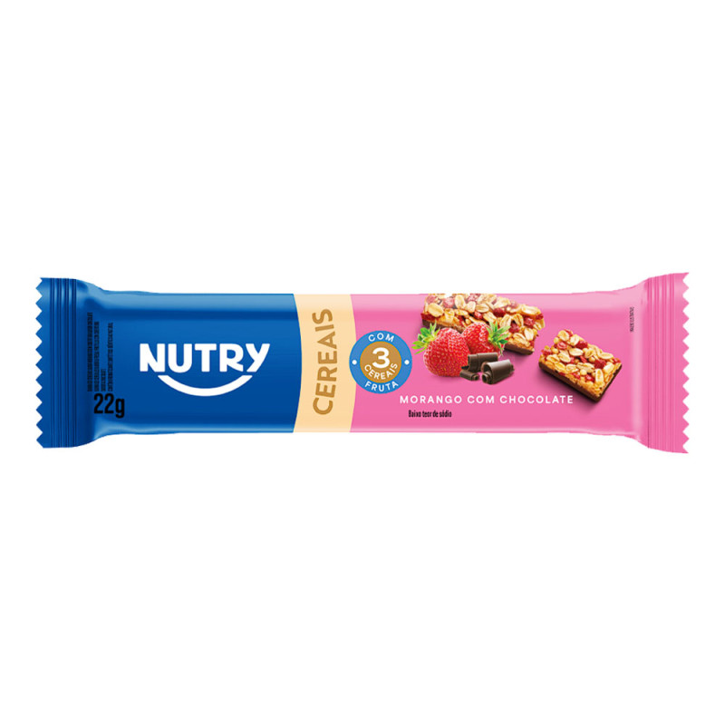BARRA DE CEREAL NUTRY 22GR MORANGO COM CHOCOLATE - DP COM 24 UN