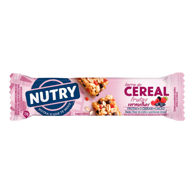 BARRA DE CEREAL NUTRY 22GR FRUTAS VERMELHAS - DP COM 24 UN