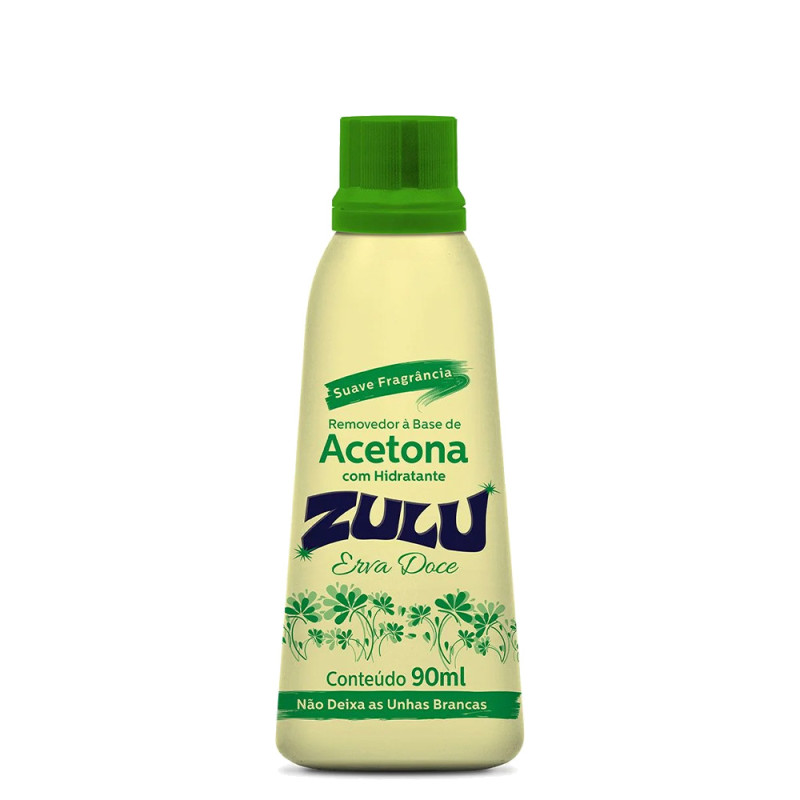 REMOVEDOR À BASE DE ACETONA ZULU 90ML ERVA DOCE - CX COM 24 UN