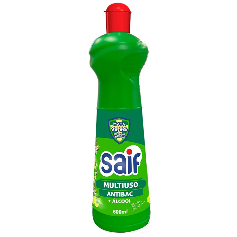 MULTIUSO ANTIBAC + ÁLCOOL SAIF LIMÃO SICILIANO 500ML - CX COM 12 UN