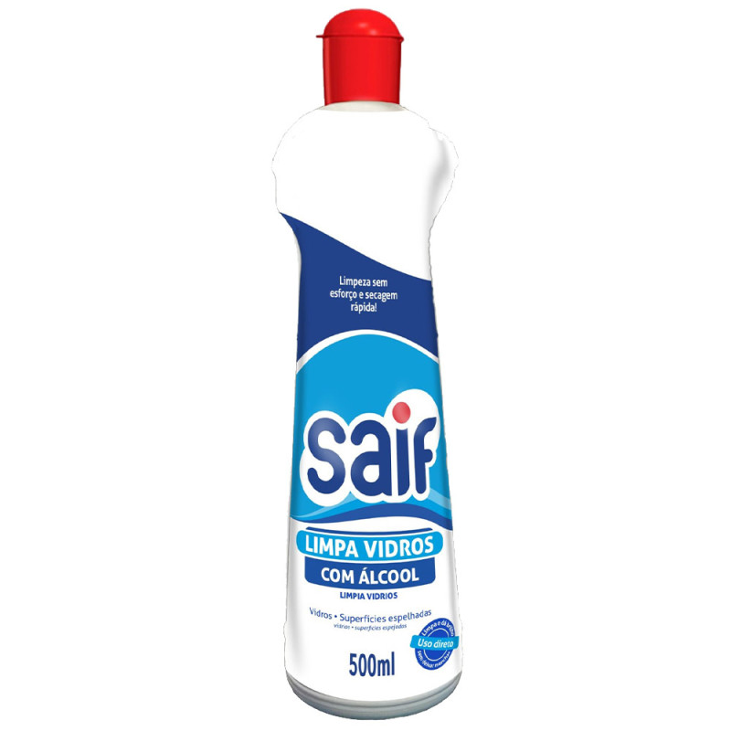 LIMPA VIDROS COM ÁLCOOL SAIF 500ML - CX COM 12 UN