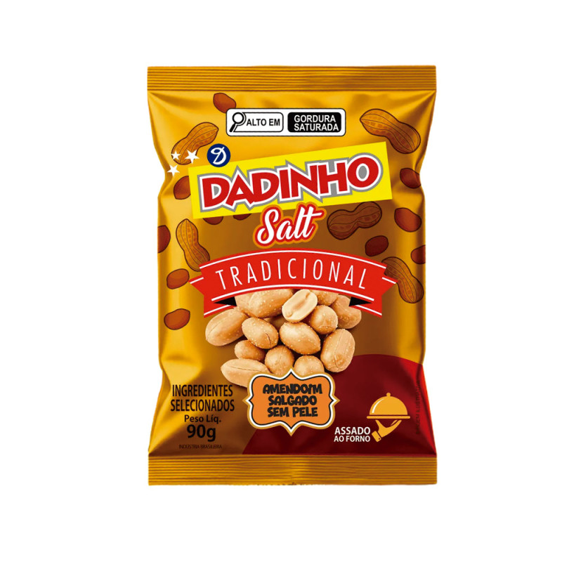AMENDOIM SALT DADINHO 90GR SEM PELE - CX COM 24 UN