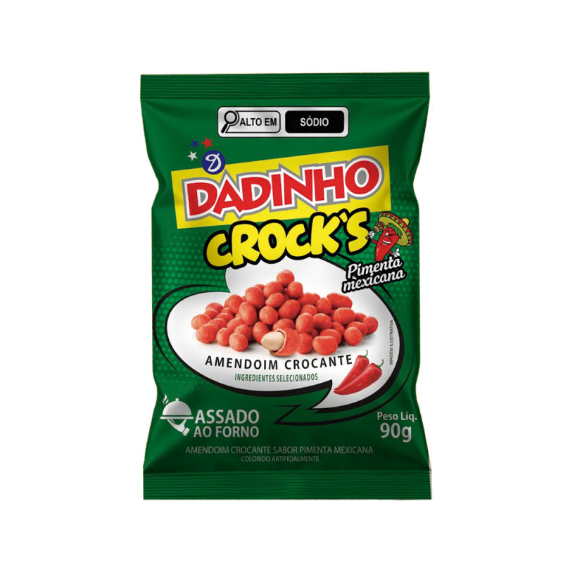AMENDOIM DADINHO CROCK'S 90GR PIMENTA MEXICANA - CX COM 24 UN