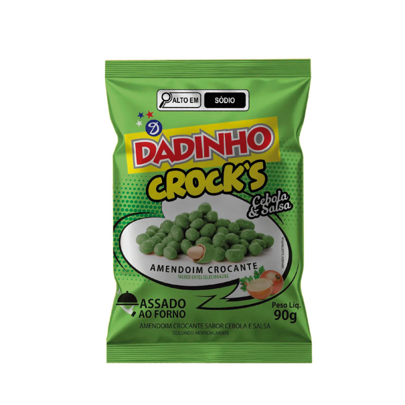 AMENDOIM DADINHO CROCK'S 90GR CEBOLA E SALSA - CX COM 24 UN