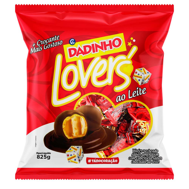 BOMBOM DADINHO LOVERS 825GR AO LEITE - UNIDADE