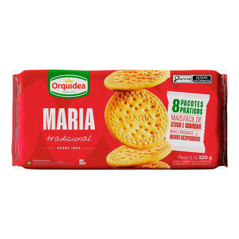 BISCOITO ORQUÍDEA 320GR MARIA - CX COM 22 UN