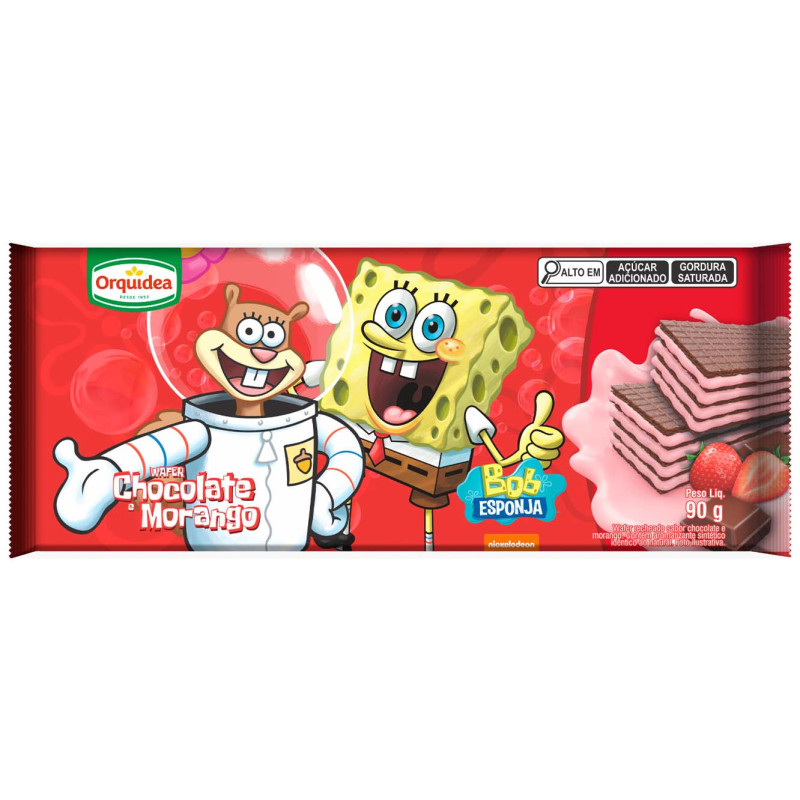 BISCOITO WAFER ORQUÍDEA 90GR CHOCOLATE E MORANGO - CX COM 50 UN