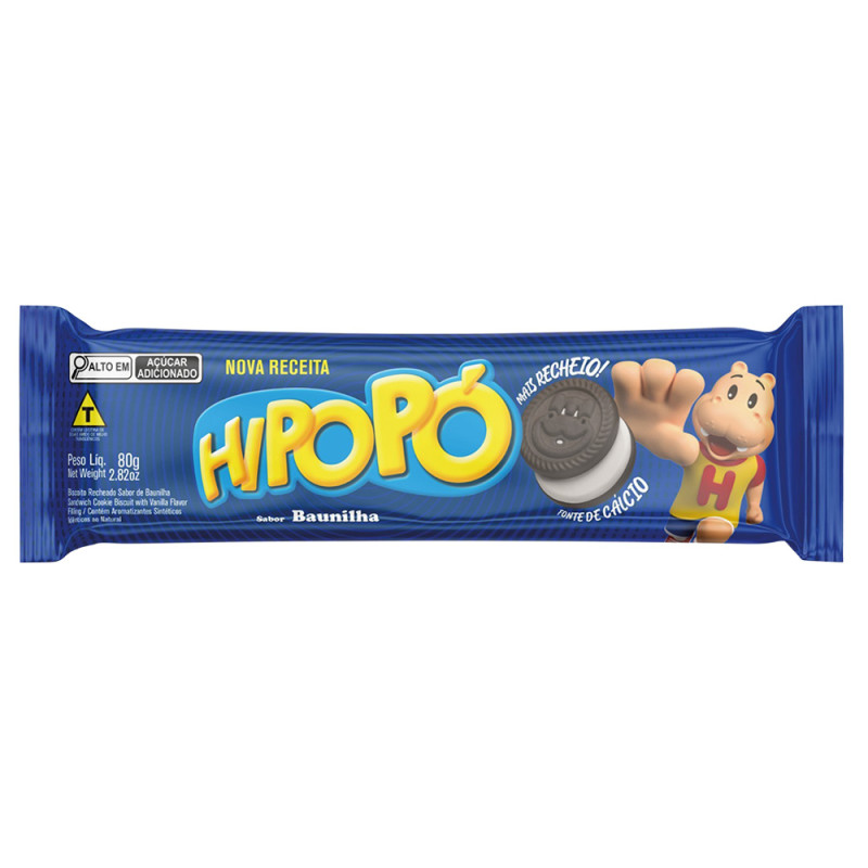 BISCOITO RECHEADO HIPOPÓ CORY 80GR BAUNILHA - CX COM 36 UN