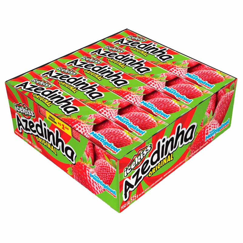 DROPS MASTIGÁVEL ICEKISS AZEDINHA MORANGO 35GR - DP COM 15 UN
