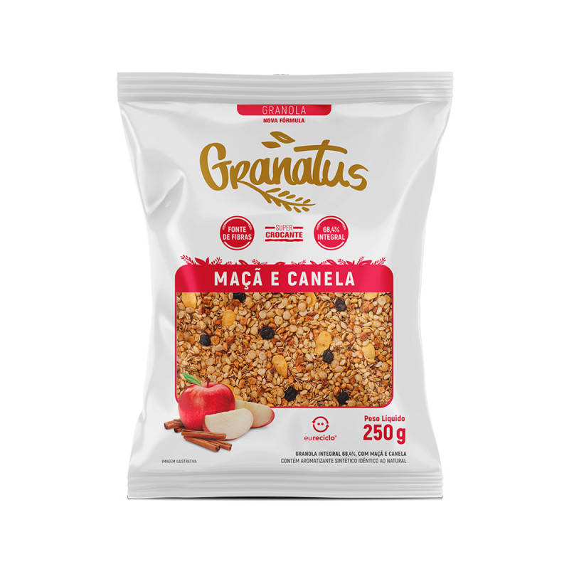 GRANOLA GRANATUS 250GR MAÇÃ E CANELA - CX COM 12 PC