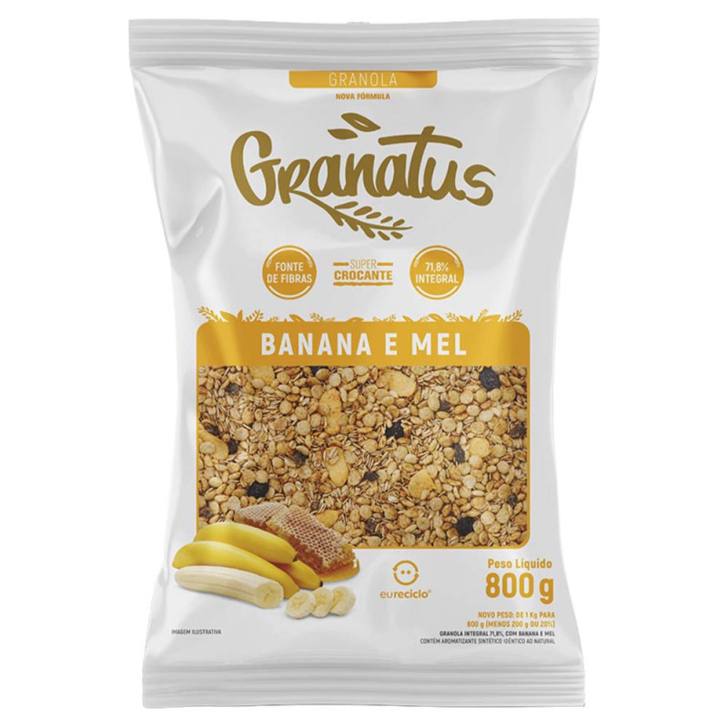 GRANOLA GRANATUS 800GR  BANANA E MEL - CX COM 12 PC