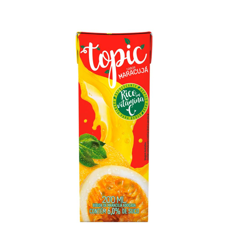SUCO TOPIC 200ML MARACUJÁ - CX COM 27 UN
