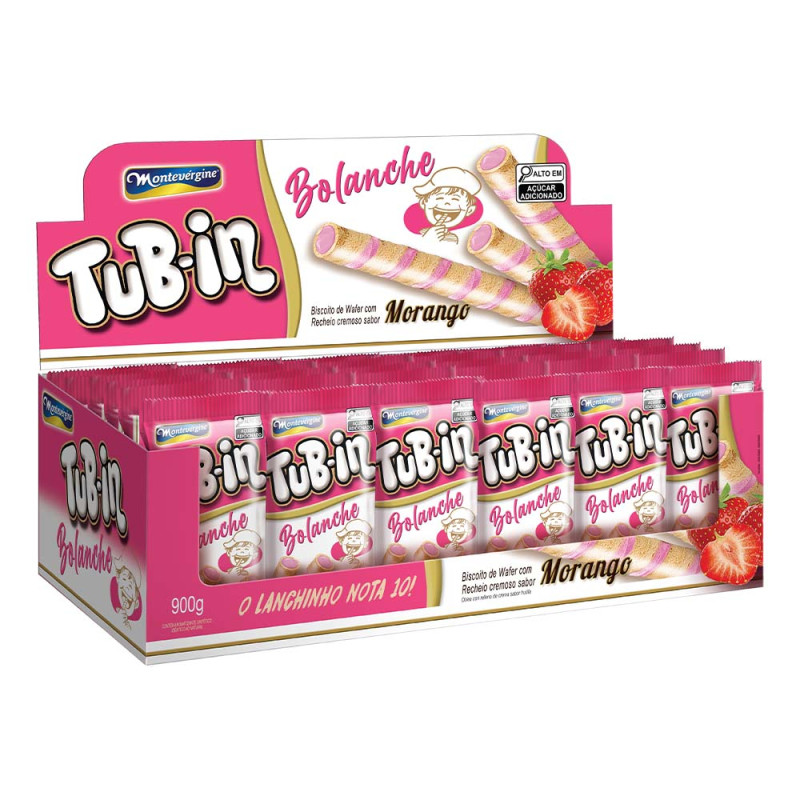 BISCOITO WAFER TUB-IN MONTEVERGINE 30GR MORANGO - DP COM 30 UN