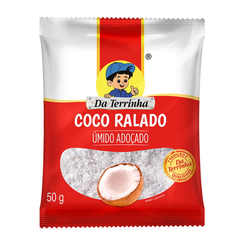 COCO RALADO DA TERRINHA 50GR ÚMIDO/ADOÇADO - CX COM 50 UN