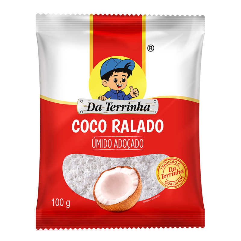 COCO RALADO DA TERRINHA 100GR ÚMIDO/ADOÇADO - CX COM 24 UN
