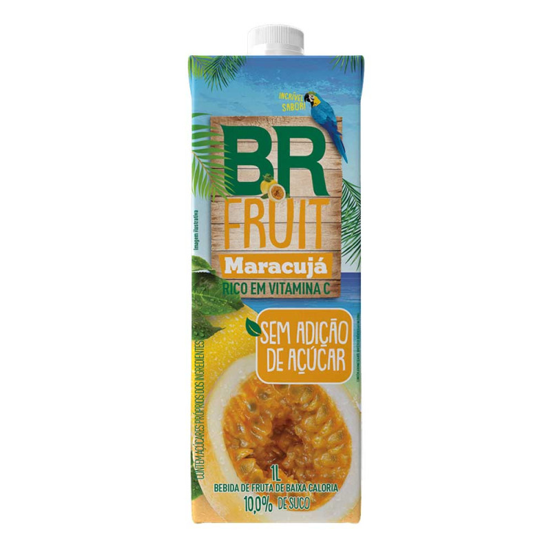 SUCO BR FRUIT SEM AÇÚCAR 1 LITRO MARACUJÁ - CX COM 12 UN