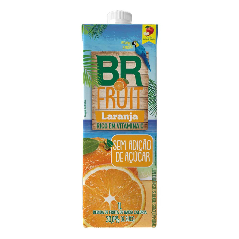 SUCO BR FRUIT SEM AÇÚCAR 1 LITRO LARANJA - CX COM 12 UN