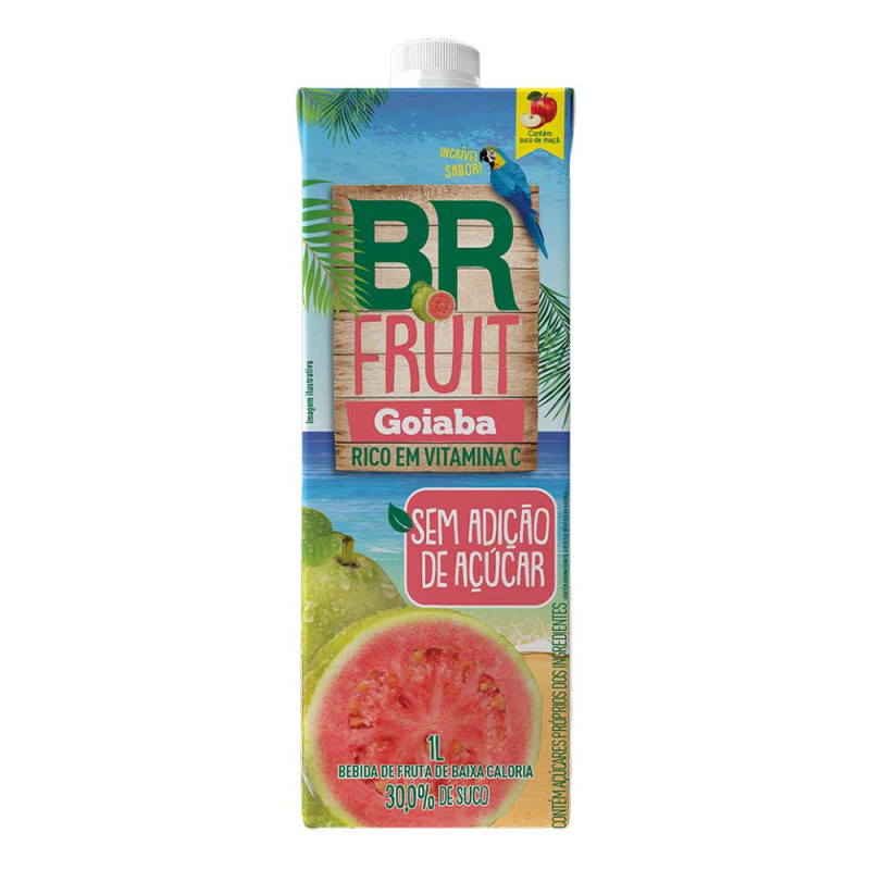 SUCO BR FRUIT SEM AÇÚCAR 1 LITRO GOIABA - CX COM 12 UN
