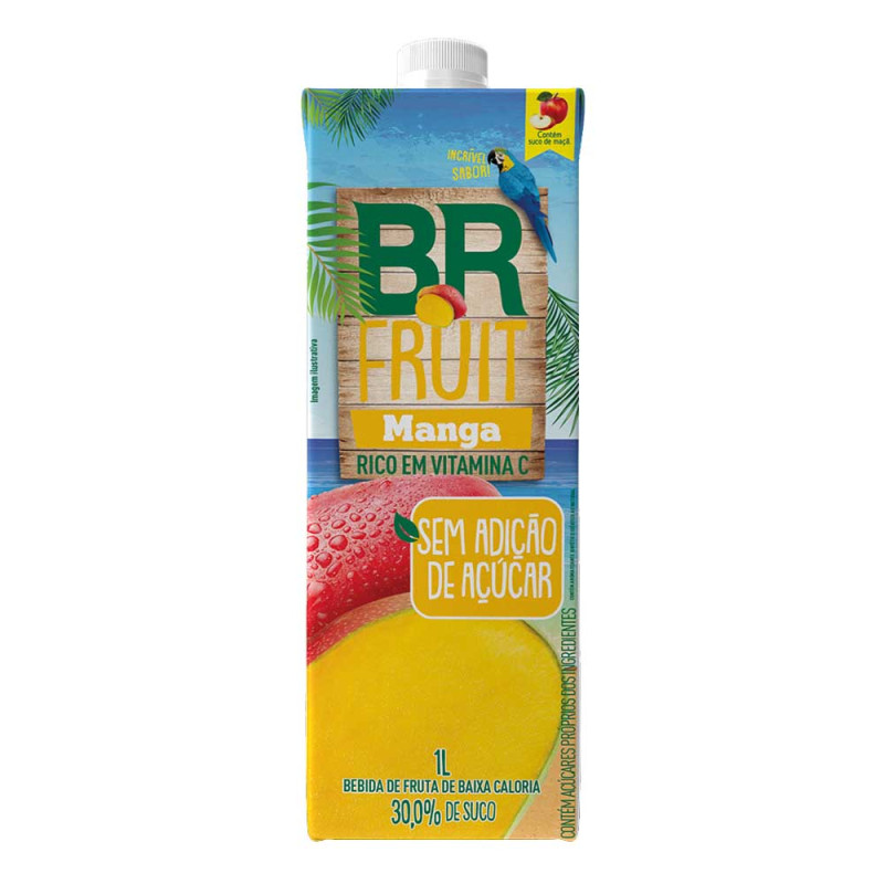 SUCO BR FRUIT SEM AÇÚCAR 1 LITRO MANGA - CX COM 12 UN