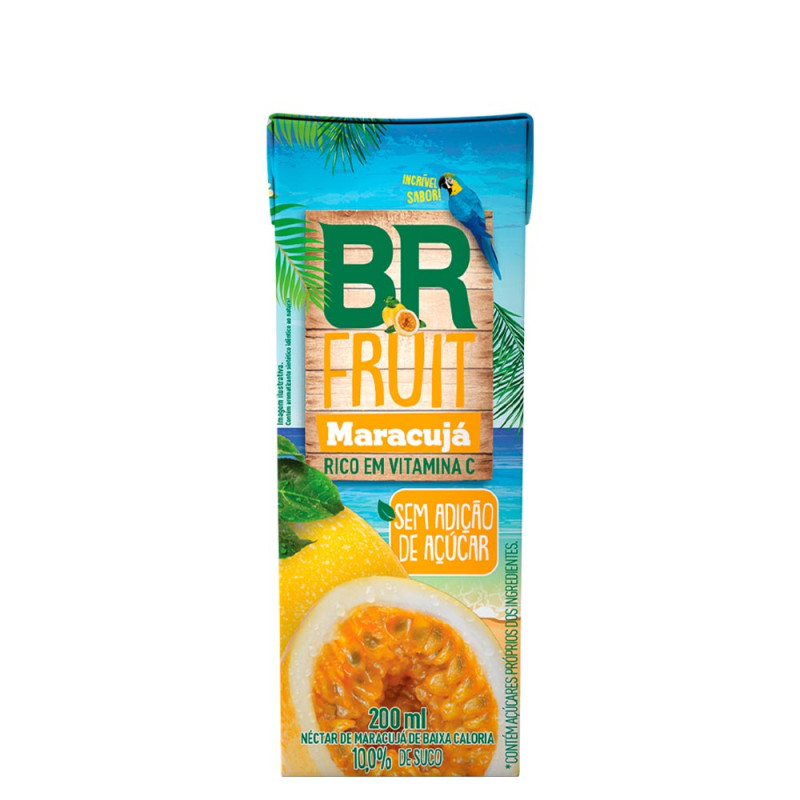SUCO BR FRUIT SEM AÇÚCAR 200ML MARACUJÁ - CX COM 27 UN