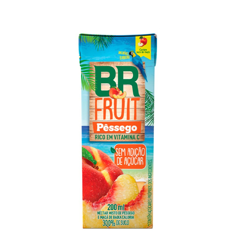 SUCO BR FRUIT SEM AÇÚCAR 200ML PÊSSEGO - CX COM 27 UN