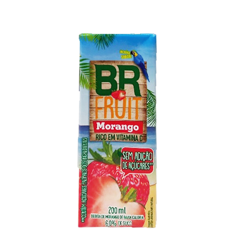 SUCO BR FRUIT SEM AÇÚCAR 200ML MORANGO - CX COM 27 UN