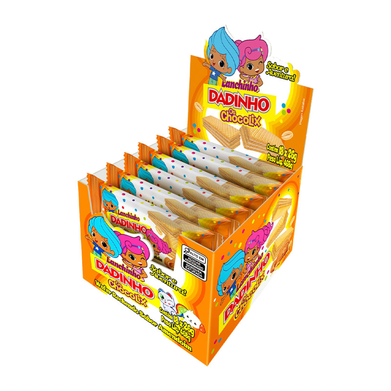 BISCOITO WAFER CHOCOLIX DADINHO 26GR AMENDOIM - DP COM 18 PC