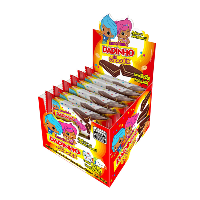 BISCOITO WAFER CHOCOLIX DADINHO 26GR DUO - DP COM 18 PC
