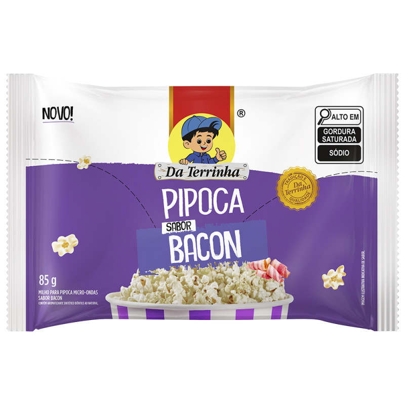 PIPOCA PARA MICRO-ONDAS DA TERRINHA 85GR BACON - CX COM 24 UN