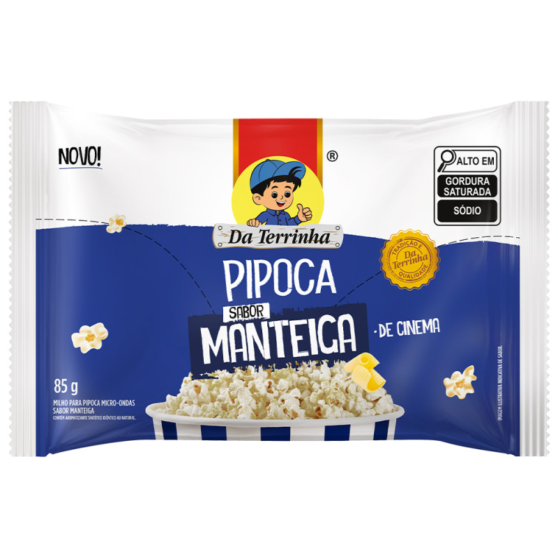 PIPOCA PARA MICRO-ONDAS DA TERRINHA 85GR MANTEIGA DE CINEMA - CX COM 24 UN
