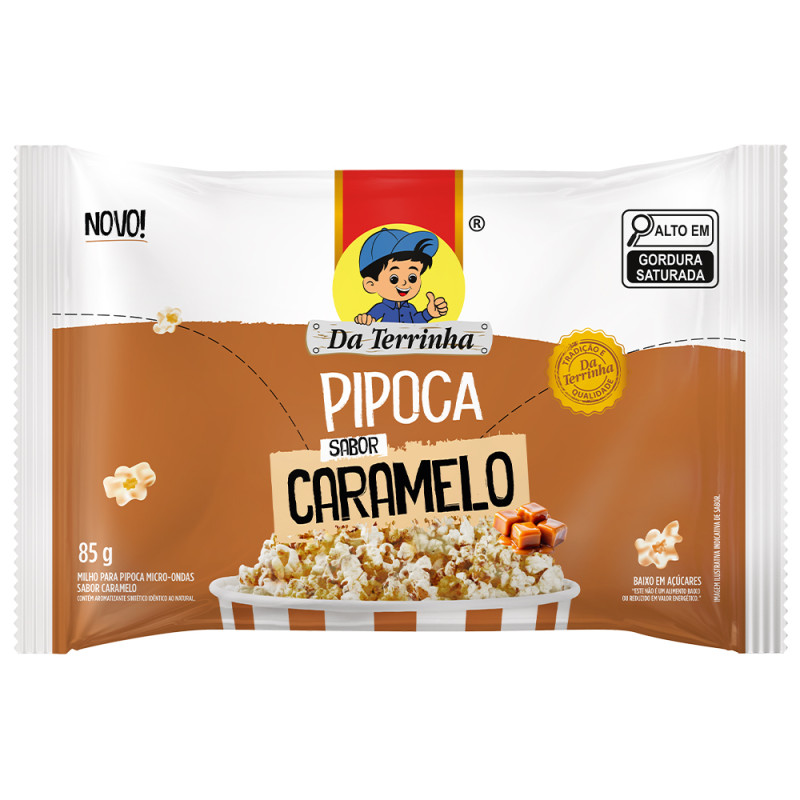 PIPOCA PARA MICRO-ONDAS DA TERRINHA 85GR CARAMELO - CX COM 24 UN