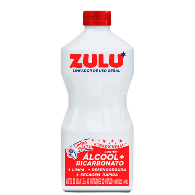 ALCOOL ZULU 46º GRAUS COM BICARBONATO 500ML TRADICIONAL - CX COM 12 UN