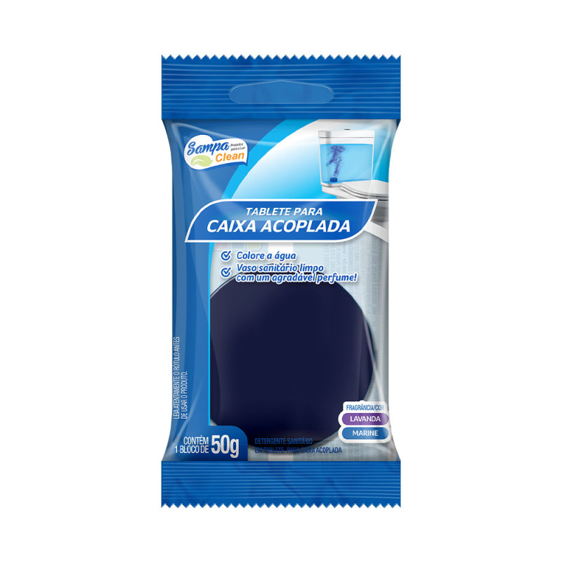 TABLETE PARA CAIXA ACOPLADA SAMPA CLEAN 50GR LAVANDA - CARTELA COM 6 UN