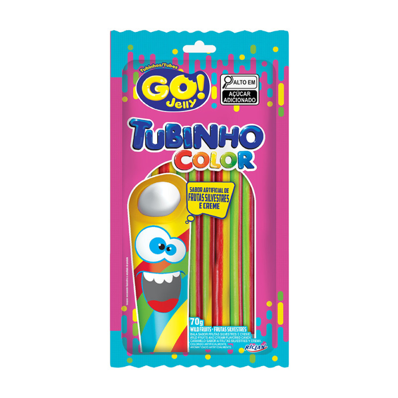 TUBES TUBINHO COLOR GO JELLY 70GR FRUTAS SILVESTRES - CX COM 12 UN