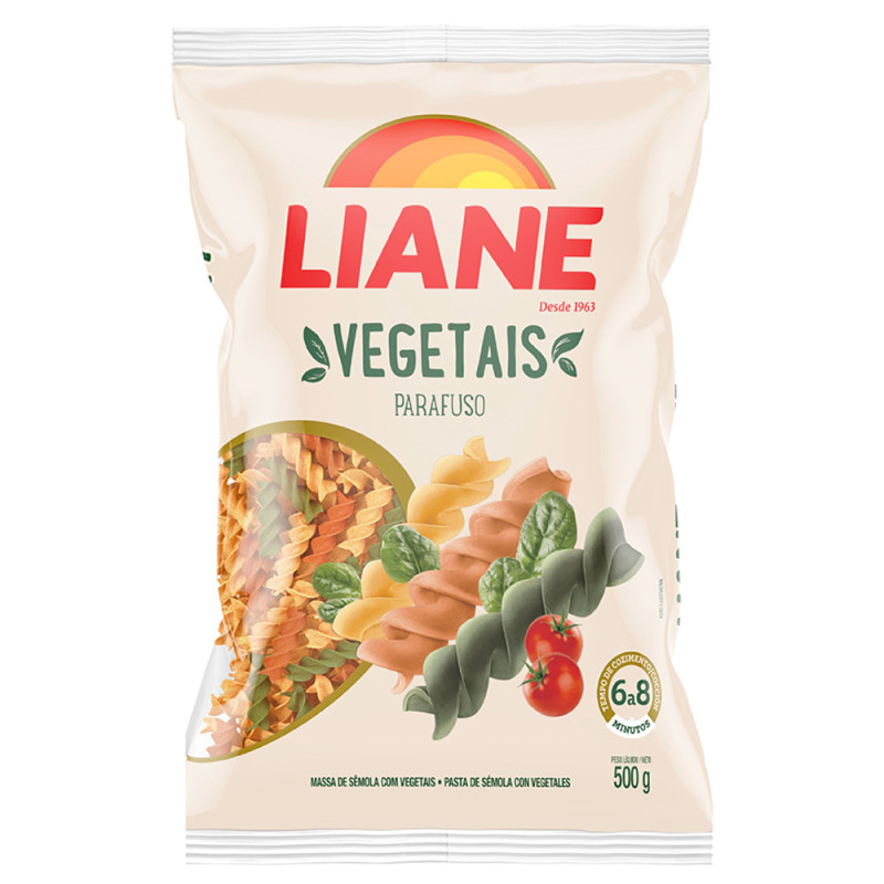 MACARRÃO DE VEGETAIS LIANE 500GR PARAFUSO - FD COM 24 PC