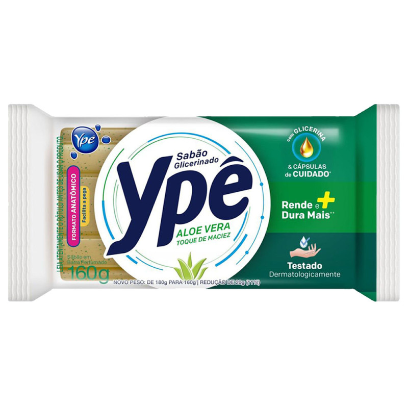 SABÃO EM BARRA YPÊ 160GR UNITÁRIO ALOE VERA - CX COM 60 UN
