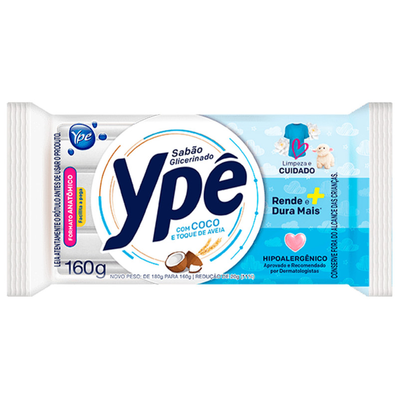 SABÃO EM  BARRA YPÊ  160GR UNITÁRIO  COCO - CX COM 60 UN