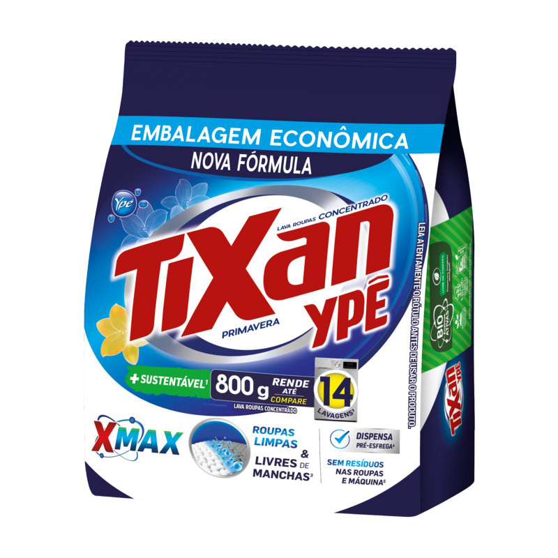 LAVA ROUPAS EM PÓ TIXAN YPÊ 800GR PRIMAVERA - CX COM 20 UN