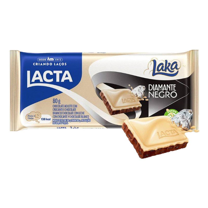 CHOCOLATE LACTA BARRA 80GR  DIAMANTE  LAKA - DP COM 17 UN